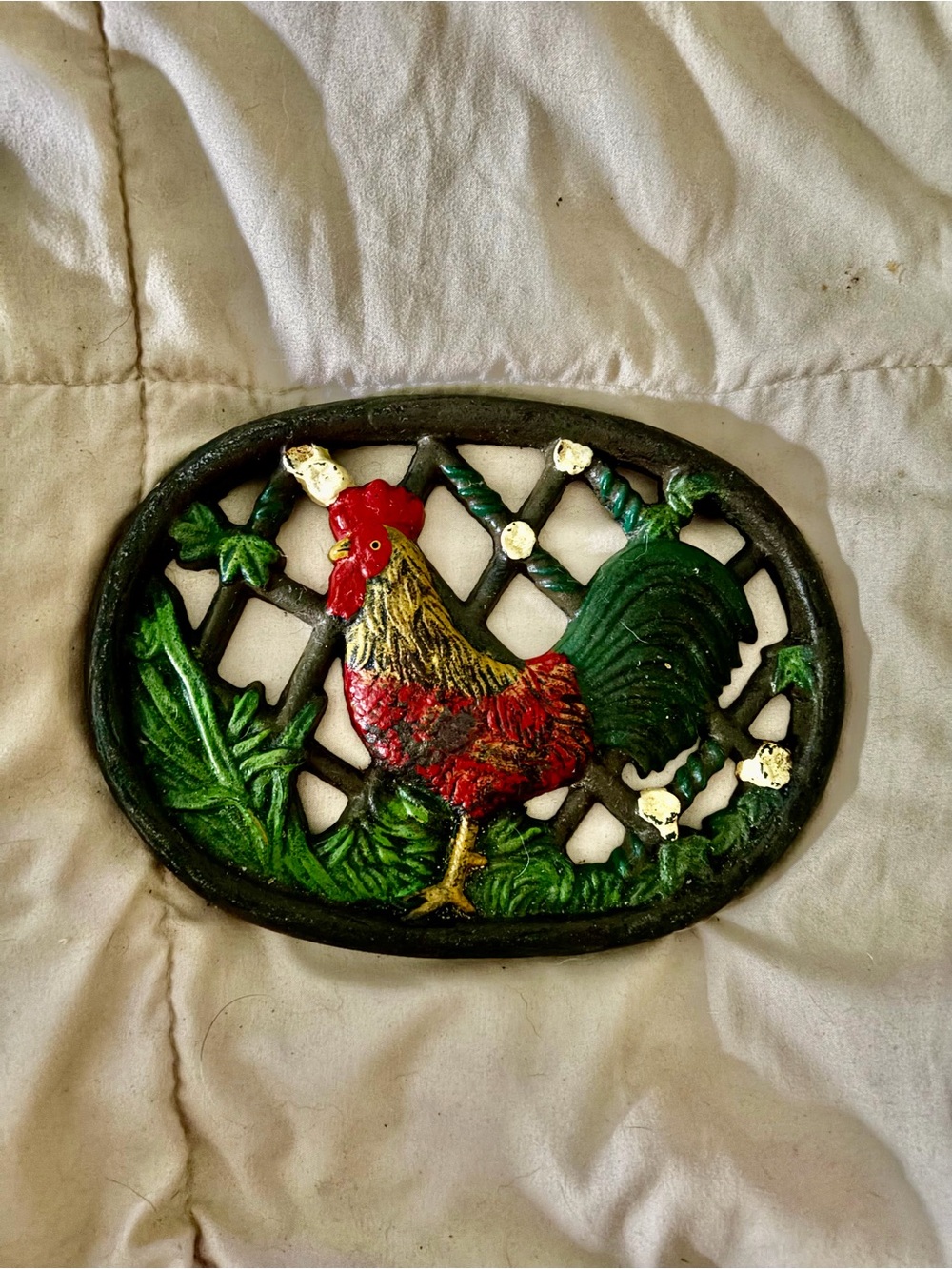 Vintage Cast Iron Rooster Trivet